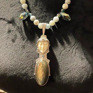 Beautiful Beaded OOAK Necklace with Signed 925 Sajen Labradorite Pendant…